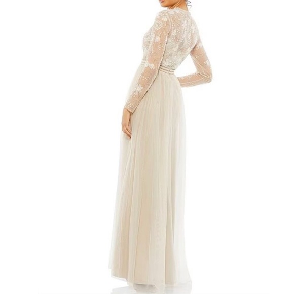 Mac Duggal Embellished illusion high Neck long sleeves Gown - Picture 5 of 13